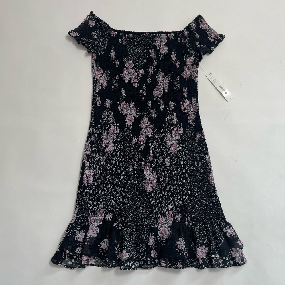 NWT AQUA off the shoulder ruched floral dress - Picture 1 of 5